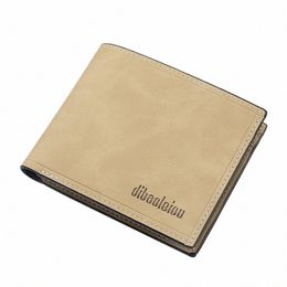 new Men's Retro Nubuck Leather Wallet Men Multi Functi ID Credit Card Holder Slim Wallets Two-fold Horiztal Mey Clip 03hC#