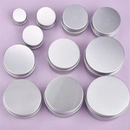 Aluminium Candle Jar Refill Metal Container Empty Cream Lip Balm Tin Box Hair Wax Pot Silver Can Box 5/10/30/50/60/70/80/90ml