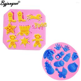 Baking Moulds M2024 3D Cute Baby Shower Party Fondant Cake Candy Pastry Decorating Silicone Moulds Cooking Tools