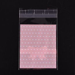 100Pcs/set Plastic Gift Sealing OPP Lovely Pink Blue Bow Adhesive Cake Gift Packages Cookie Candy Pack Paper Bags