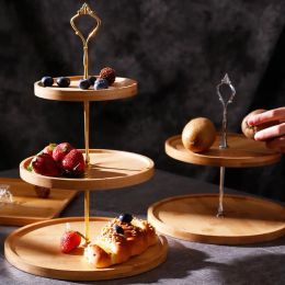3 Tier Dessert Trays Multifunctional Wooden Fruit Dishes Candy Trays European Style Tiered Party Serving Stand
