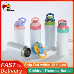 Mugs Children Thermos Bottles Sublimation Sippy Cup Double Wall Vacuum Insulated Tumbler with Handle Stainless Steel Water Bottle 240410