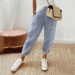 Women's Pants Casual Summer For Women Fashion Striped Patchwork Loose High Waist Lace Up Oversize Sports