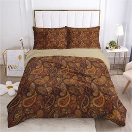 3D Bedding Sets Gray Duvet Covers Pillowcase Quilt Cover Set Comforter Case Bed Linen King Queen Twin Single Paisley Design