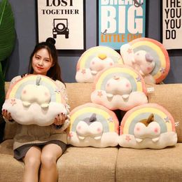 Plush Dolls Candy Colour Cat Dog Pig Butt Plush Toy Rainbow Pillow Round Fill Soft Ball Cushion Home Sofa Decoration Kawaii Girl Gift J240410