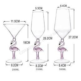 1Pcs Creative Pink Flamingo Cocktail Glass Martini Goblet Nverted Cone Shaped Wedding Birthday Party Crystal Champagne Wine Cup