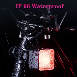 IP66 Waterproof Bicycle Headlight and Tail Light Sets120 Lumen Cycling Smart Sensor Brake Warning Lamp USB Charge Flash Lantern