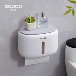MUOY Toilet Paper Holders ECOCO Toilet Paper Holder No Drill Tissue Hanger WC Rolhouder Waterproof Multifunctional Automatic Opening Bathroom Accessories 240410