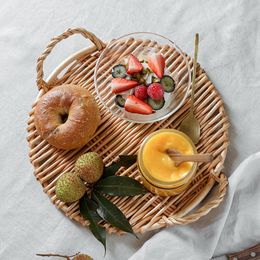 Natural Salix Integra Bread Plate Desserts Plate Snacks Plate Desktop Decor Plates Square Fruit Basket Kitchen Accessories 1Pcs