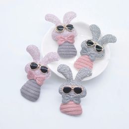 10Pcs Cool Rabbit Cloth Embellishment with Glasses for Clothes Patch Fabric Sewing Socks Gloves Shoes Decal Decor Accessories