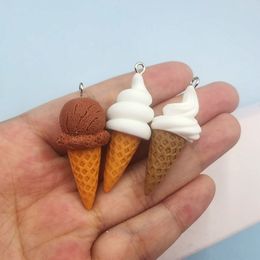 10pcs 6 Styles Cute Resin 3D Ice Cream Charms for Jewelry Making Lovely Simulated Food Pendants Diy Earring Necklace Findings