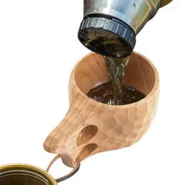 Mugs Kuksa Wooden Cup Portable Coffee Mug Juice Milk Drinking Handmade With Leather Lanyard Suit