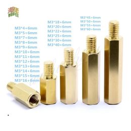 Thread M3*L+6mm 20 or 50pcs Hex Brass Standoff Spacer Screw Pillar PCB Computer PC Motherboard Female Male Standoff Spacer