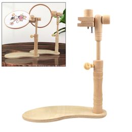 Wooden Embroidery Lap Stand Hoop Adjustable Desktop Cross Stitch Rack Holder Handmade Craft Frames for Beginner Adults