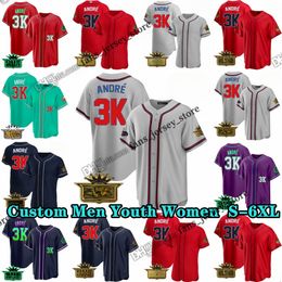 Custom S-6XL K3 13 RonaldAcuna Jr. Baseball Jersey Bright Colors Red Blue Light Green Black Purple With Patches Stitched Jersey