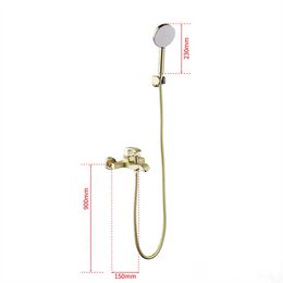 Copper Bathroom Bathtub Faucet Bath Shower Set Hot & Cold Brass Mixer Tap Wall Mounted With Handheld Brushed Gold/Gun Grey/Black