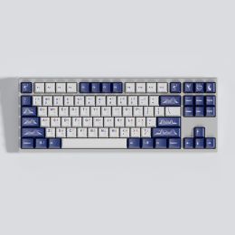 Accessories 1 Set Blue And White Keycaps PBT Dye Sublimation Key Caps Cherry Profile Keycap For 60% 65% 75% 80% 96 980 104 108 Keyboards