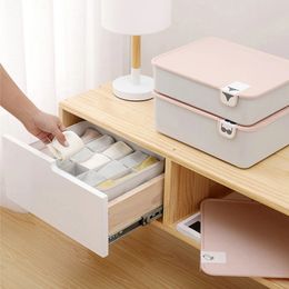 2024 1/10/15 Grid Plastic Underwear Storage Box with Mark Closet Organiser Drawer for Underwear Socks Box Bra Organiser with Cover for for