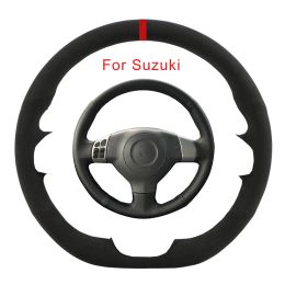 Customized Car Steering Wheel Cover For Suzuki SX4 Alto Old Swift Opel Agila Soft Sweat-Wicking Hand Sewing Suede Steering Wrap