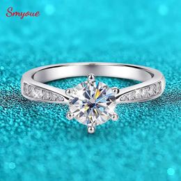 Band Rings Smyoue Real 0.5-3CT Mosilicone Womens Wedding Ring Pure Silver Round Shining Diamond Card Engagement Ring Gift J240410