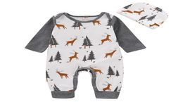 Baby Boy Cartoon Jumpsuit Infant Baby Christmas Deer Tree Long Sleeve Romper Boy Stitching Onesies Kids Casual Toddler Baby Bodysu6763542