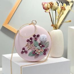 Vintage Floral Woman Clutch Bag Evening Bag Round Bag Design Exquisite For Ladies Girls Wedding Party Bag Purse Handbag Clutches