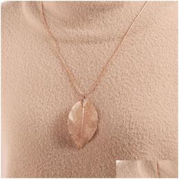 Pendant Necklaces Fashion Ladies Sweater Necklace Simple Leaf Classic Rose Golden Women Clavicle Chain Jewellery Drop Delivery Pendants Dhq9S
