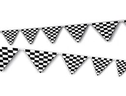 100ft Black and White Checkered Racing Flags NASCAR Racing Pennant Flag Banners for Kids Party1115591