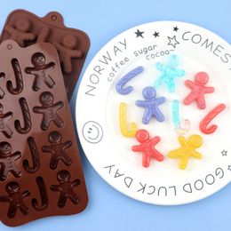 Christmas Shape Silicone Chocolate Mould Non-stick Fondant Cookie Baking Trays Xmas Trees Candy Gingerbread Man Gift Mould Tools