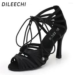 Dance Shoes DILEECHI Women's Latin Indoor Sports Black Comfortable Soft Bottom Salsa Professional Performance