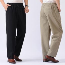 Men's Pants Spring And Autumn Cotton Elastic Band Deep Crotch Fat Guy