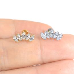 1Pc Crown Shape G23 Titanium Gold Colour Crown Long Bar EAR Helix Piercing Tragus Stud Conch Earring Piercing Women Fashion