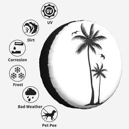 Spare Tyre Cover Universal Tyres Cover Palm Trees and Birds Car Tyre Cover Wheel Weatherproof and Dust-Proof UV Sun Tyre