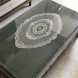 European Transparent Lace Oval Tablecloth Living Room Study Bedroom Coffee Table Cloth Hotel Villa Banquet Party Decoration