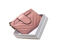 Short Women genuine leather holders soft sheepskin wallets lady Credit Card luxury Pleated wallet purse Business Card with box3970738