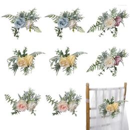 Decorative Flowers Wedding Aisle Chair 8PCS Elegant Pew Floral Arrangements Romantic Church Bench Decor Artificial