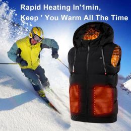 Outdoor USB Heating Vest Jacket Winter Flexible Electric Thermal Clothing Waistcoat Fishing Hiking Warm Clothes Men and Women