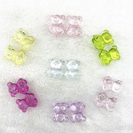 New 10pcs Acrylic 7 color Transparent Bear Rainbow color Hug Bear DIY beaded ring plastic bracelet homemade gift