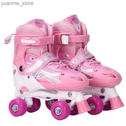 Inline Roller Skates Children Roller Skates Shoes Patins for Kids Sliding Adjustable Quad Inline Skating Sneakers 4 Wheels 2 Row Line Outdoor Y240410