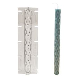 Relief Diamond Long Pole Cylindrical Candle Mould DIY Handmade Aromatherapy Candle Making Supplies Acrylic Plastic Moulds Kit