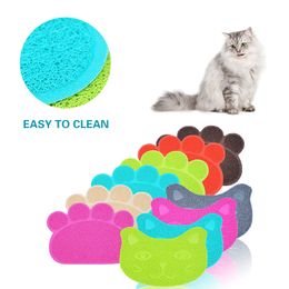 Waterproof Pet Cat Litter Mat Cute Claw Shape Feeding Pad PVC Easy Cleaning Double Layer Cats Toilet Mats for Pet Cats Supplies