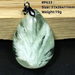 Natural Feather Fluorite Quartz Necklace Pendant For Women Men Healing Gift Green Crystal Silver Beads Gemstone Jewelry AAAAA