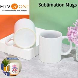 Mugs HTVRONT 12/6 Pack 11OZ Sublimation Mugs Sets Classic Blank Drinking Cups with Handles DIY Coffee Mug Gift for Sublimation Paper 240410