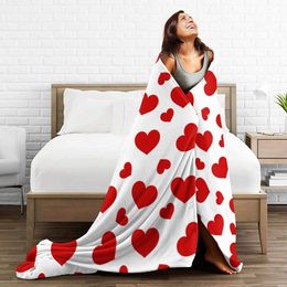 Throw Blanket Valentine's Day Cute Red Love Hearts Decorative Flannel Throw Soft Cosy for Couch Bed Sofa All Season
