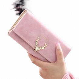 fi PU Leather Women Wallet 2023 Christmas Deer Zipper Female Purse Luxury Solid Candy Color Lg Ladies Wallets Card Holder p9c9#