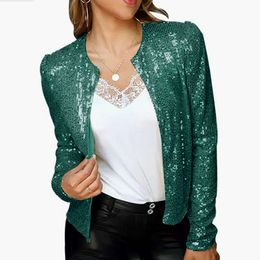 Designer women's clothing 2024 New Womens Fashion Stand up Collar Coloured Sequin Coat Short Casual Versatile Small Coat jackets for women leather jacket women V83G