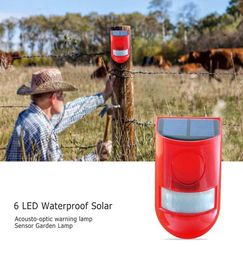 Waterproof Solar Alarm Light Sound Security Siren Light 6 LED Alarm Warning Security AntiTheft Flashing Light Sensor Garden Lamp9324347