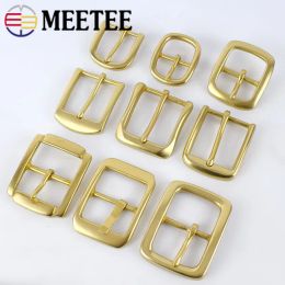 Meetee 1/2Pcs 30/35/40/45mm Solid Brass Belt Buckles For Men Pin Buckle Head Bag Strap Clasps DIY Leather Crafts Accessories