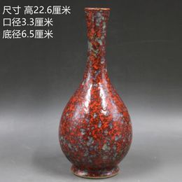 Baked Red Flower Glaze Ice Crack Decorating Vase, Handmade Antique Old Porcelain Ceramic Vase, Room Home Decor Vases Florero