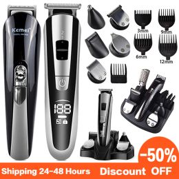 Trimmers Kemei Hair Trimmer Electric Hair Clipper Beauty Kit Multifunction Shaver Beard Trimmer Cordless Cutting Machine LCD Display 5
